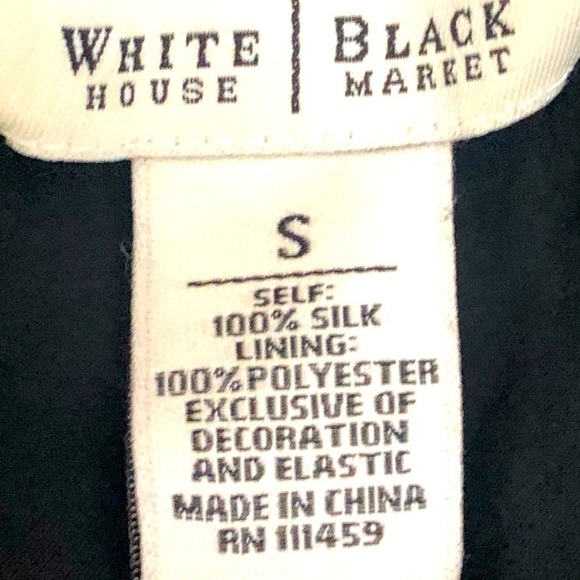 WHBM black silk cap sleeveless v neck blouse with waist embellishment size S - Picture 9 of 9